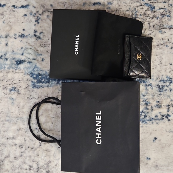 CHANEL Black Caviar Quilted Leather Classic Cardholder Case Gold CC - Picture 3 of 9